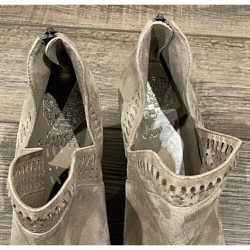 Vince Camuto Fileana French Taupe Suede Split Shaft Bootie Size 8.5 Womens EUC - Picture 13 of 15